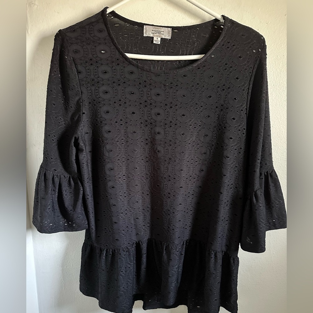 Shannon Ford NY Black Eyelet Women's Top small